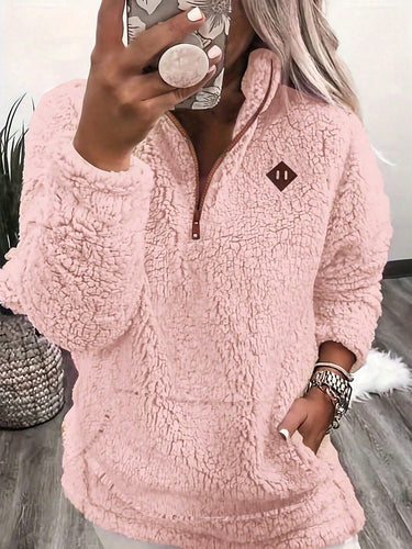 sweat-shirt décontracté à manches longues pour femmes - Rose bonbon