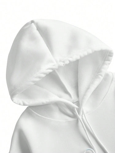 Sweat-shirt à capuche décontracté pour femmes avec imprimé lettres & ailes