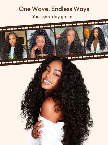 7x5 et 13x4 HD Lace Pull & Go sans colle Water Wave avec bandes de silicone sécurisées et cordon de serrage avec cheveux de bébé