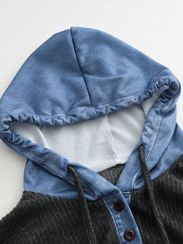 T-shirt à capuche à manches longues blocs de couleurs décontracté pour femmes