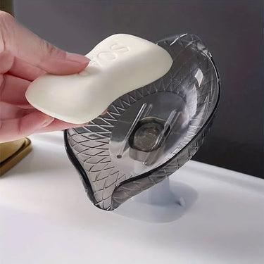 Porte-savon décoratif en plastique avec ventouse et motif feuille, égouttoir à savon auto-drainant, organiseur de salle de bain