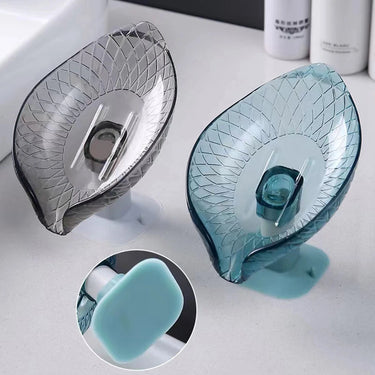 Porte-savon décoratif en plastique avec ventouse et motif feuille, égouttoir à savon auto-drainant, organiseur de salle de bain