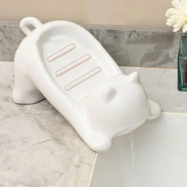 Porte-savon égouttoir en forme de chat, porte-éponge créatif pour le lavage de la maison