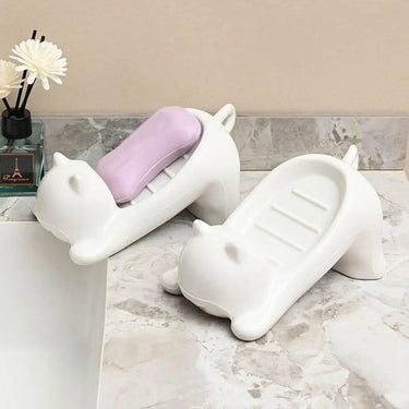Porte-savon égouttoir en forme de chat, porte-éponge créatif pour le lavage de la maison