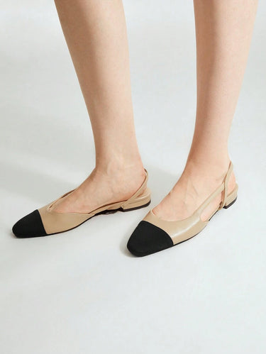 Chaussures plates confortables en patchwork pour femmes, pour les vacances, l'été, les vacances de printemps et Pâques Beige