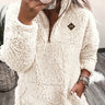 sweat-shirt décontracté à manches longues pour femmes - Blanc