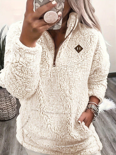 sweat-shirt décontracté à manches longues pour femmes - Blanc