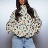 Sweat-shirt oversize en polaire sherpa à imprimé floral, col montant - Multicolore