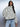 Sweat-shirt oversize en polaire sherpa à imprimé floral, col montant
