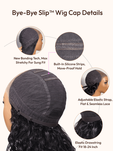 7x5 et 13x4 HD Lace Pull & Go sans colle Water Wave avec bandes de silicone sécurisées et cordon de serrage avec cheveux de bébé