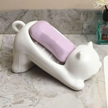 Porte-savon égouttoir en forme de chat, porte-éponge créatif pour le lavage de la maison