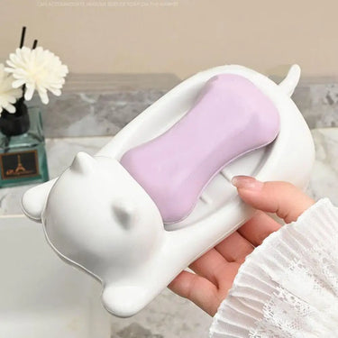 Porte-savon égouttoir en forme de chat, porte-éponge créatif pour le lavage de la maison