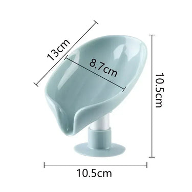Porte-savon à ventouse en forme de feuille avec égouttoir – 1 organiseur de salle de bain et de cuisine pour le rangement du savon et des éponges